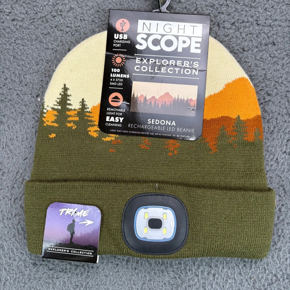 Night Scope Sedona Explorer Collection Rechargeable LED Beanie Green Mountain‎